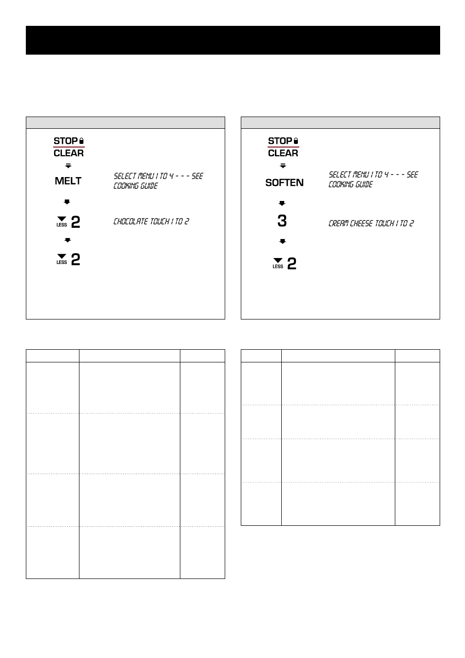 Using your microwave oven, Soften, Soften table | Melt, Melt table | LG LRM1250W User Manual | Page 18 / 28