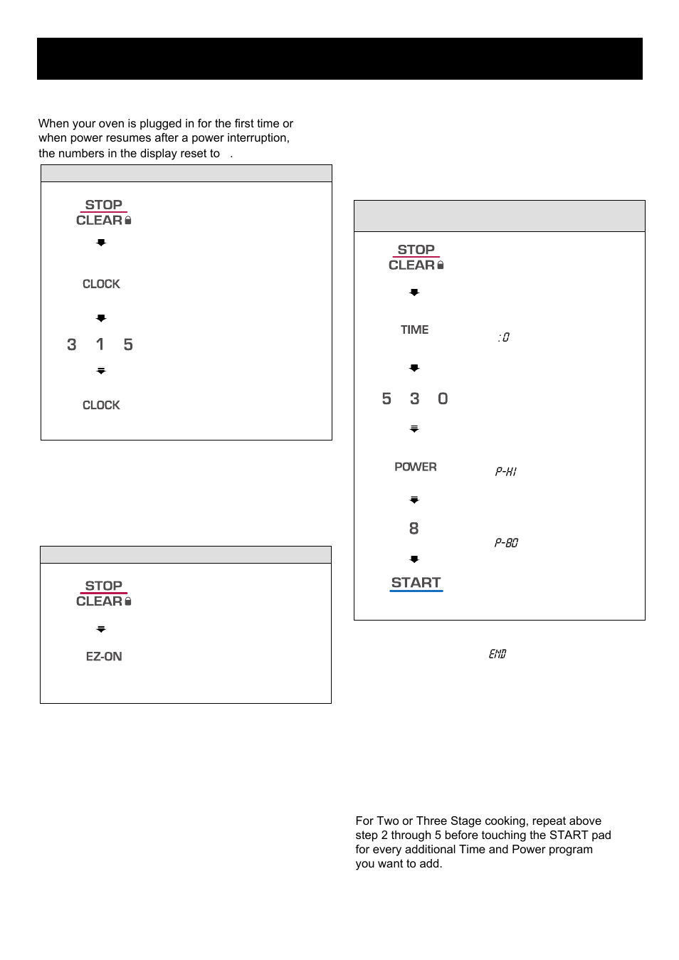 Using your microwave oven, Setting time of day, Timed cooking | 2 stage or 3 stage timed cooking ez-on | LG LMAB1240ST User Manual | Page 11 / 26