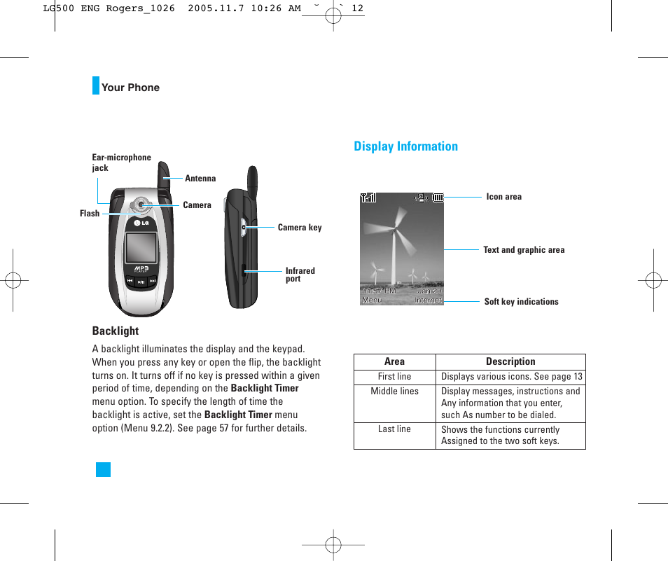 Display information | LG 500 User Manual | Page 12 / 85