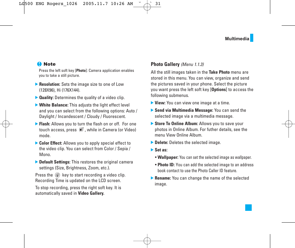 LG 500 User Manual | Page 31 / 85