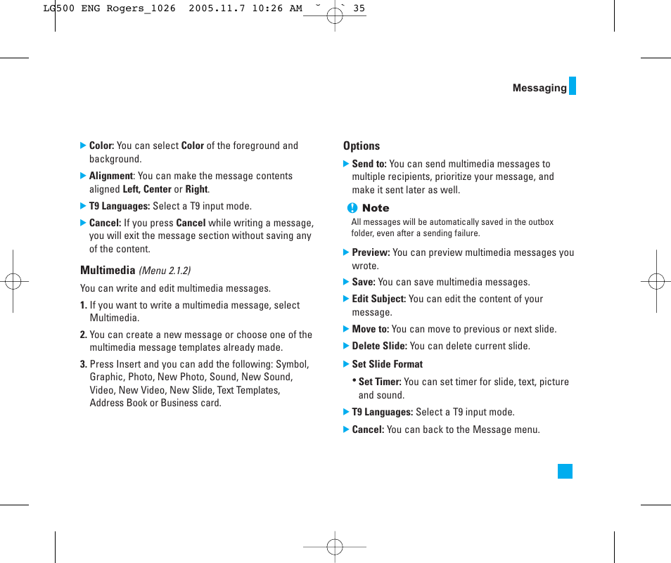 LG 500 User Manual | Page 35 / 85