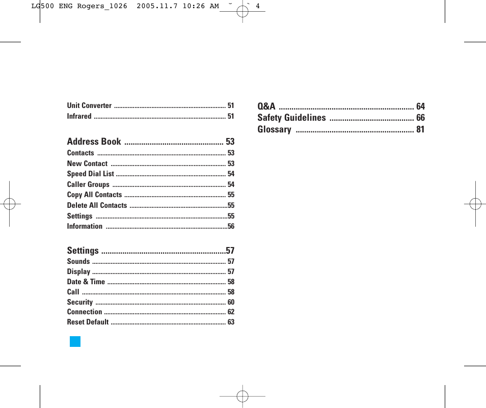 LG 500 User Manual | Page 4 / 85