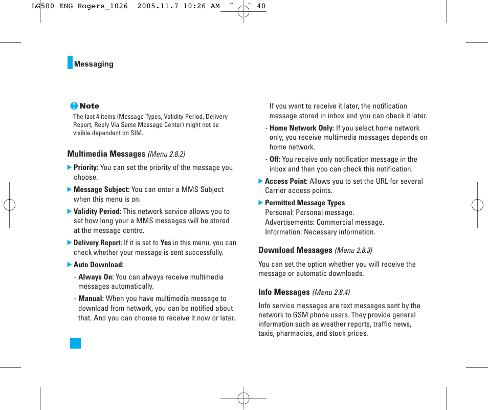 LG 500 User Manual | Page 40 / 85
