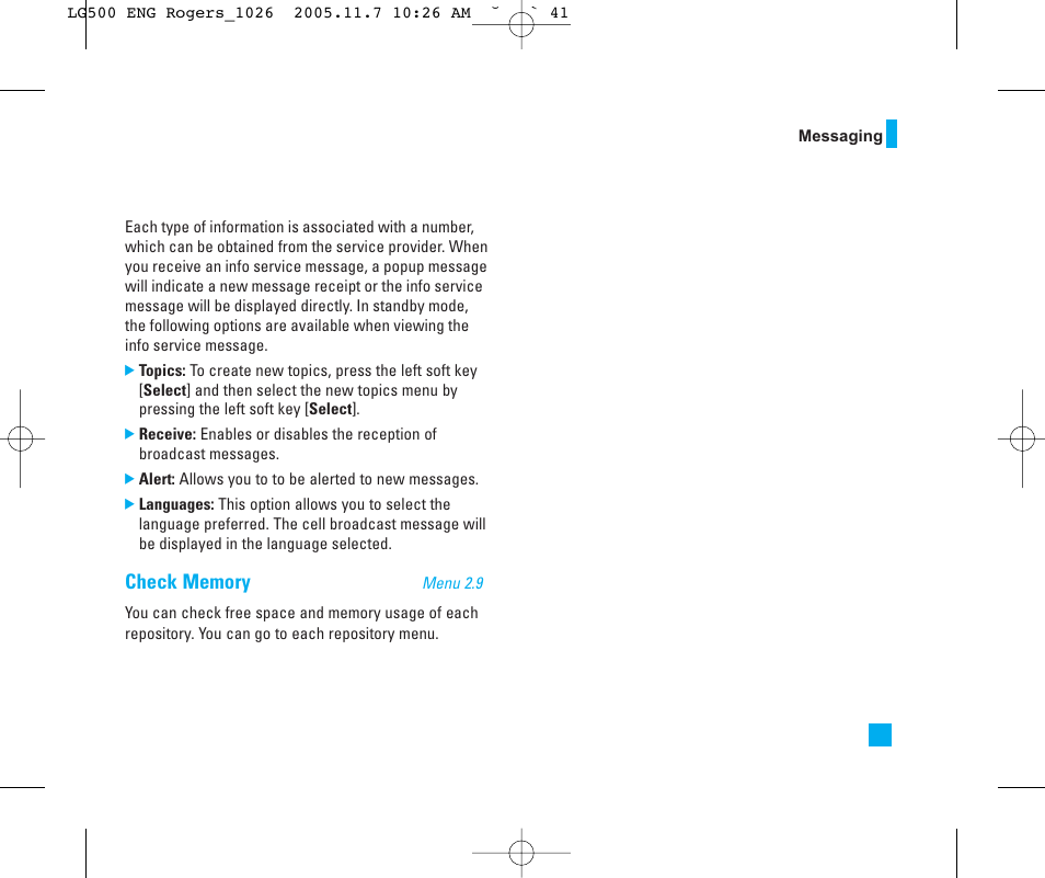 LG 500 User Manual | Page 41 / 85