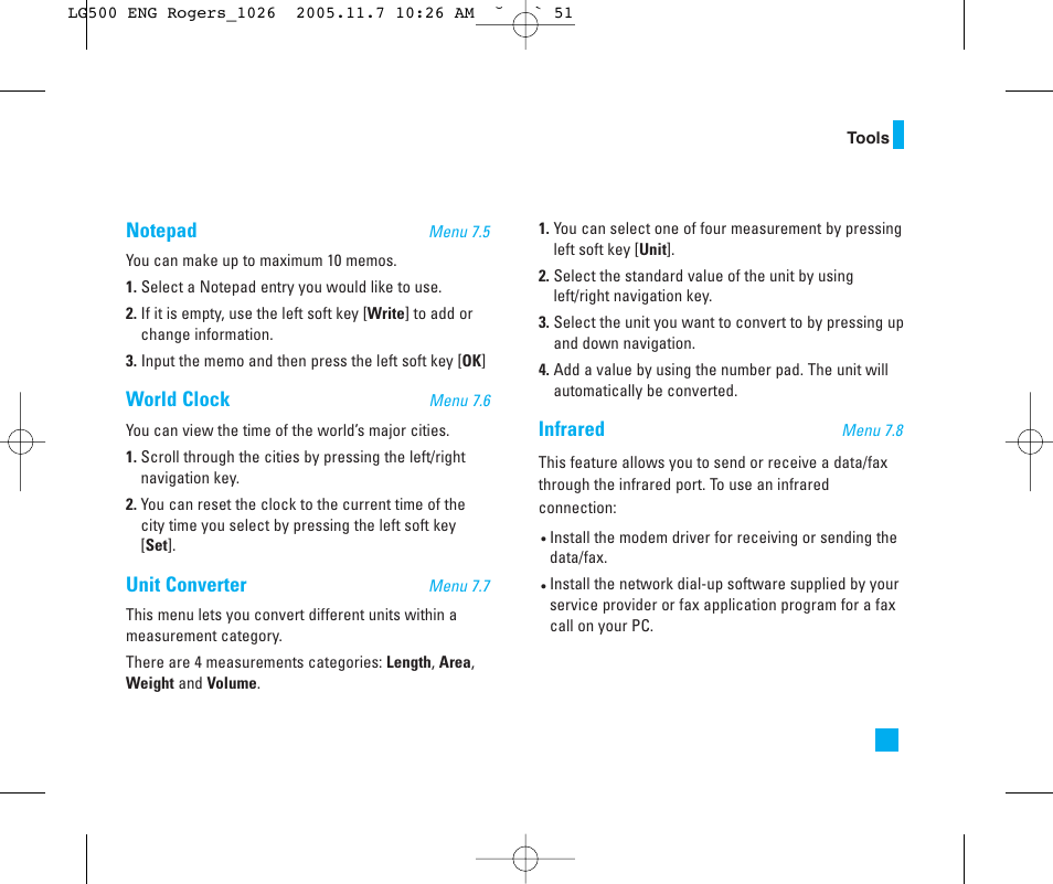 LG 500 User Manual | Page 51 / 85
