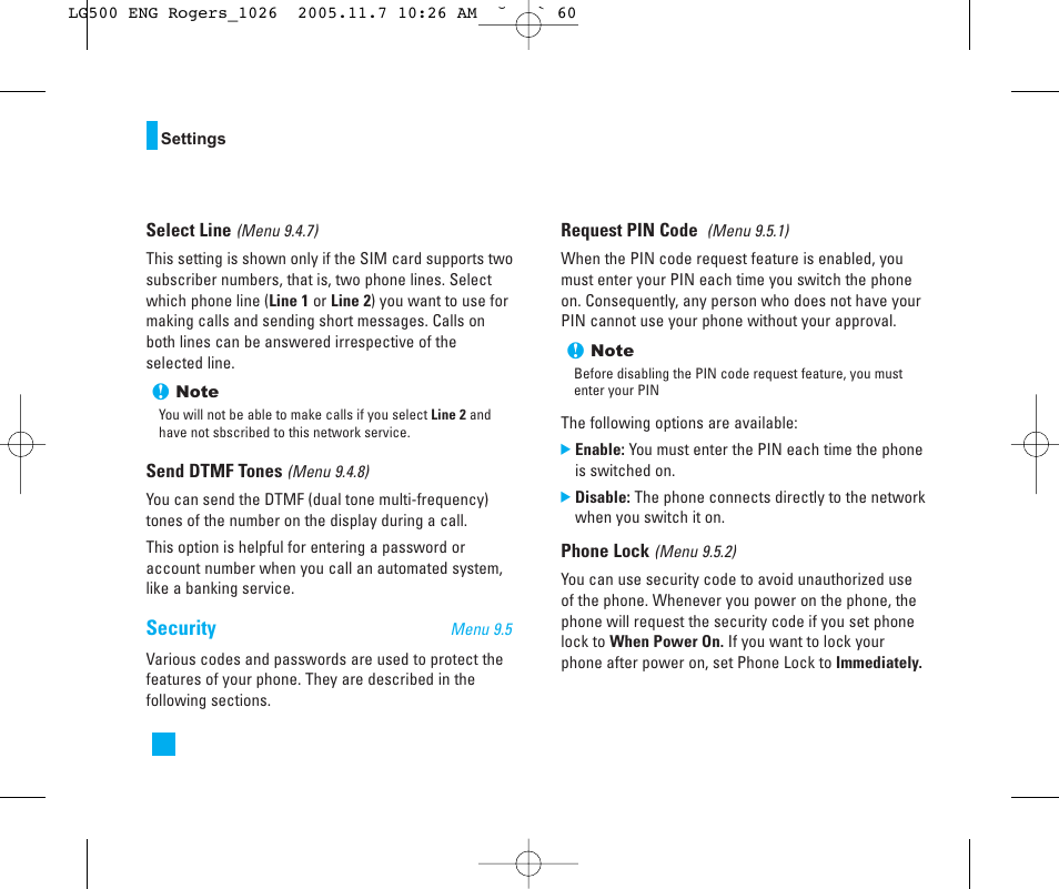 Security | LG 500 User Manual | Page 60 / 85