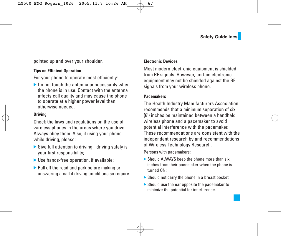 LG 500 User Manual | Page 67 / 85