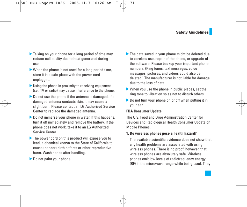 LG 500 User Manual | Page 71 / 85