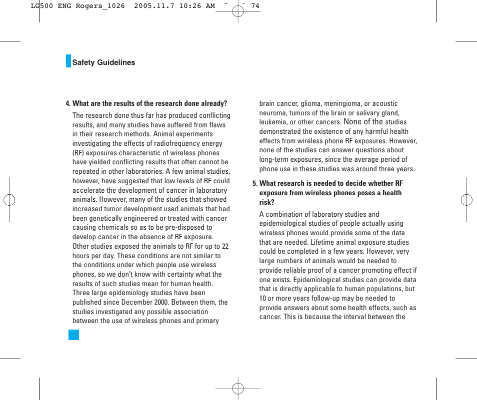 LG 500 User Manual | Page 74 / 85