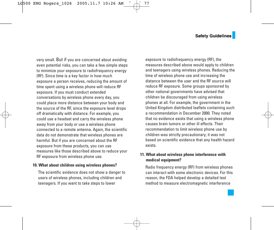 LG 500 User Manual | Page 77 / 85
