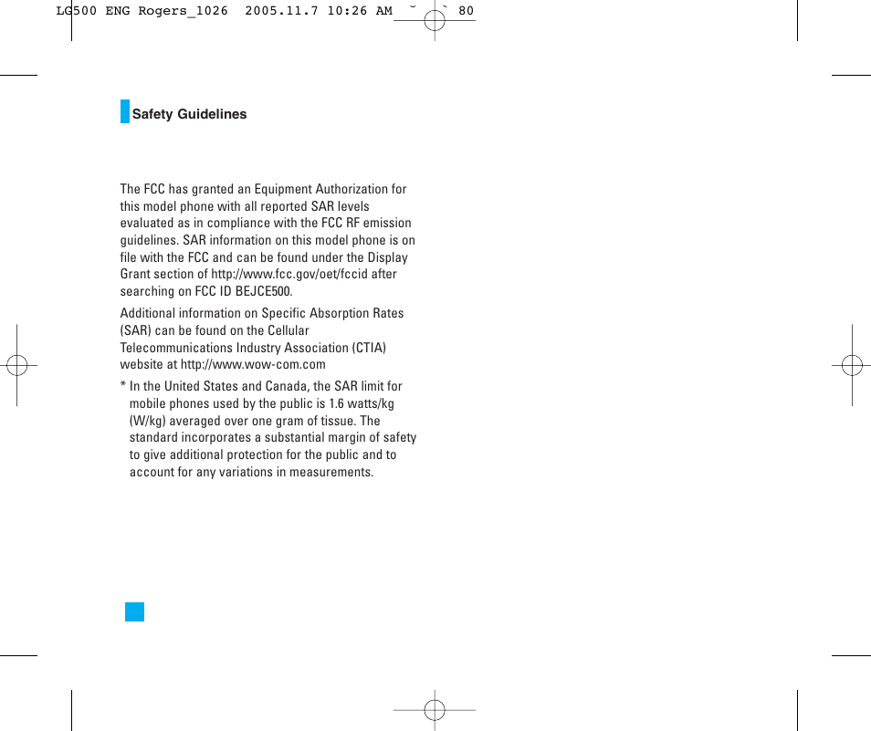 LG 500 User Manual | Page 80 / 85