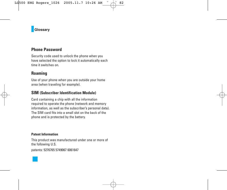 LG 500 User Manual | Page 82 / 85