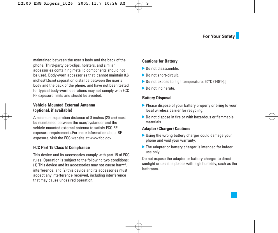 LG 500 User Manual | Page 9 / 85