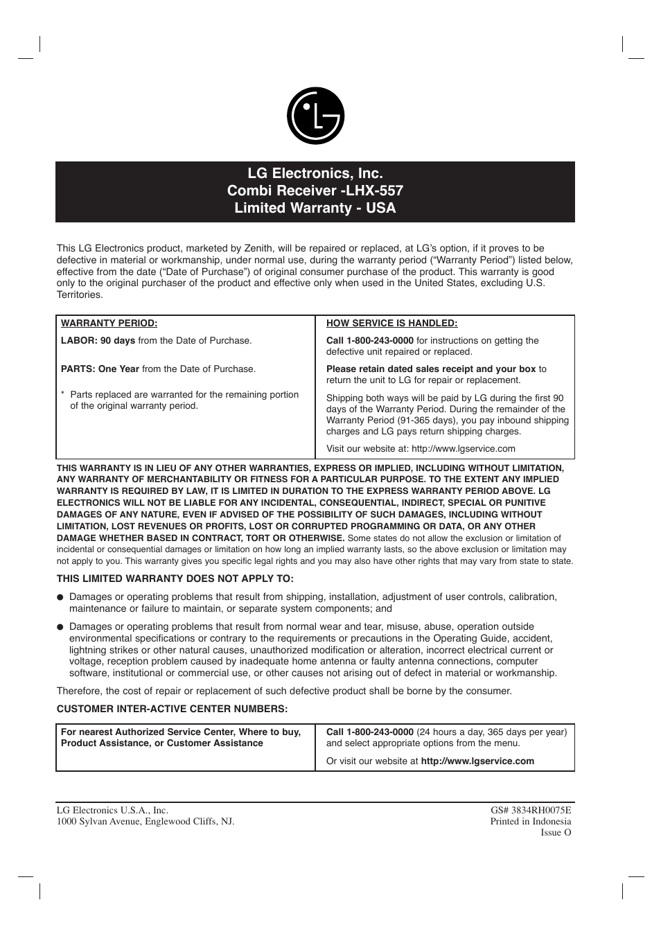 LG LHX-557 User Manual | Page 56 / 56