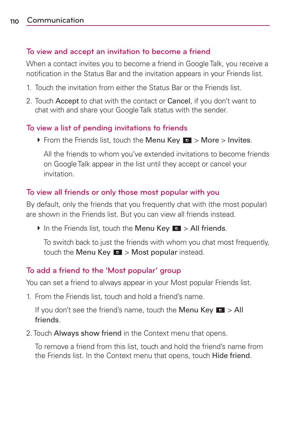 LG CONNECT 4G MFL67218101 User Manual | Page 112 / 415
