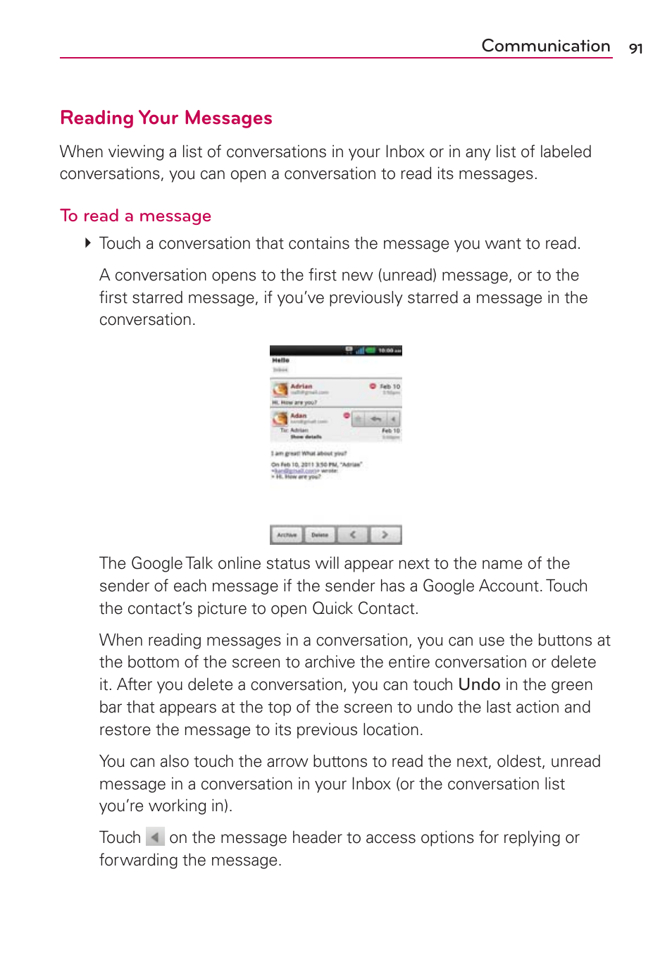Reading your messages | LG CONNECT 4G MFL67218101 User Manual | Page 93 / 415