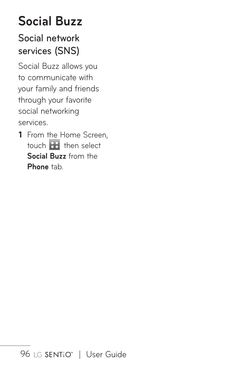 Social buzz | LG B016222 User Manual | Page 98 / 122