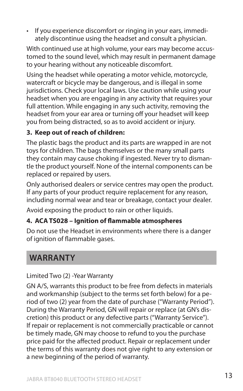 En g li sh, Warranty | Lennox Hearth BT8040 User Manual | Page 13 / 16