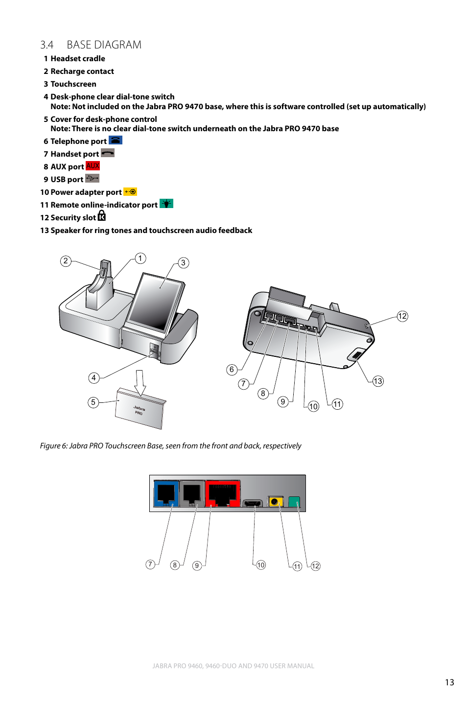 4 base diagram, English, Base diagram 3.4 | Lennox Hearth JABRA PRO 9470 User Manual | Page 13 / 67