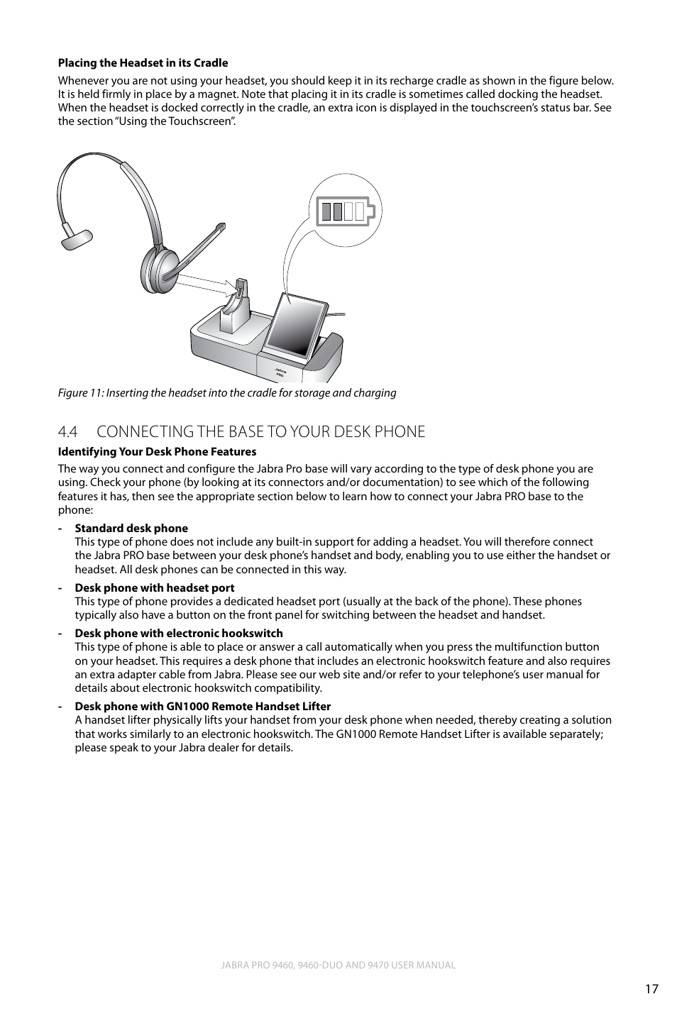 4 connecting the base to your desk phone, English, Connecting the base to your desk phone 4.4 | Lennox Hearth JABRA PRO 9470 User Manual | Page 17 / 67