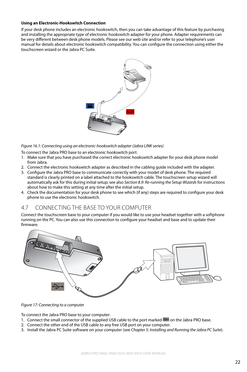 7 connecting the base to your computer, English, Connecting the base to your computer 4.7 | Lennox Hearth JABRA PRO 9470 User Manual | Page 22 / 67