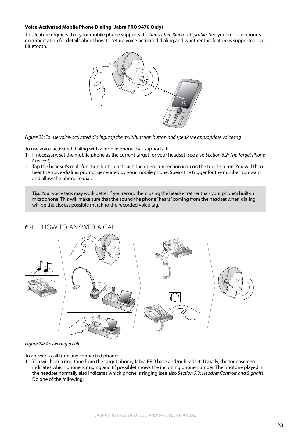 4 how to answer a call, English, How to answer a call 6.4 | Lennox Hearth JABRA PRO 9470 User Manual | Page 28 / 67