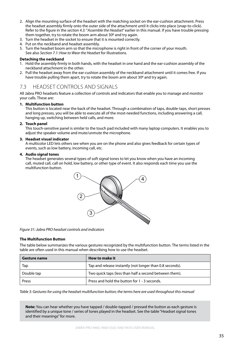 3 headset controls and signals, English, Headset controls and signals 7.3 | Lennox Hearth JABRA PRO 9470 User Manual | Page 35 / 67