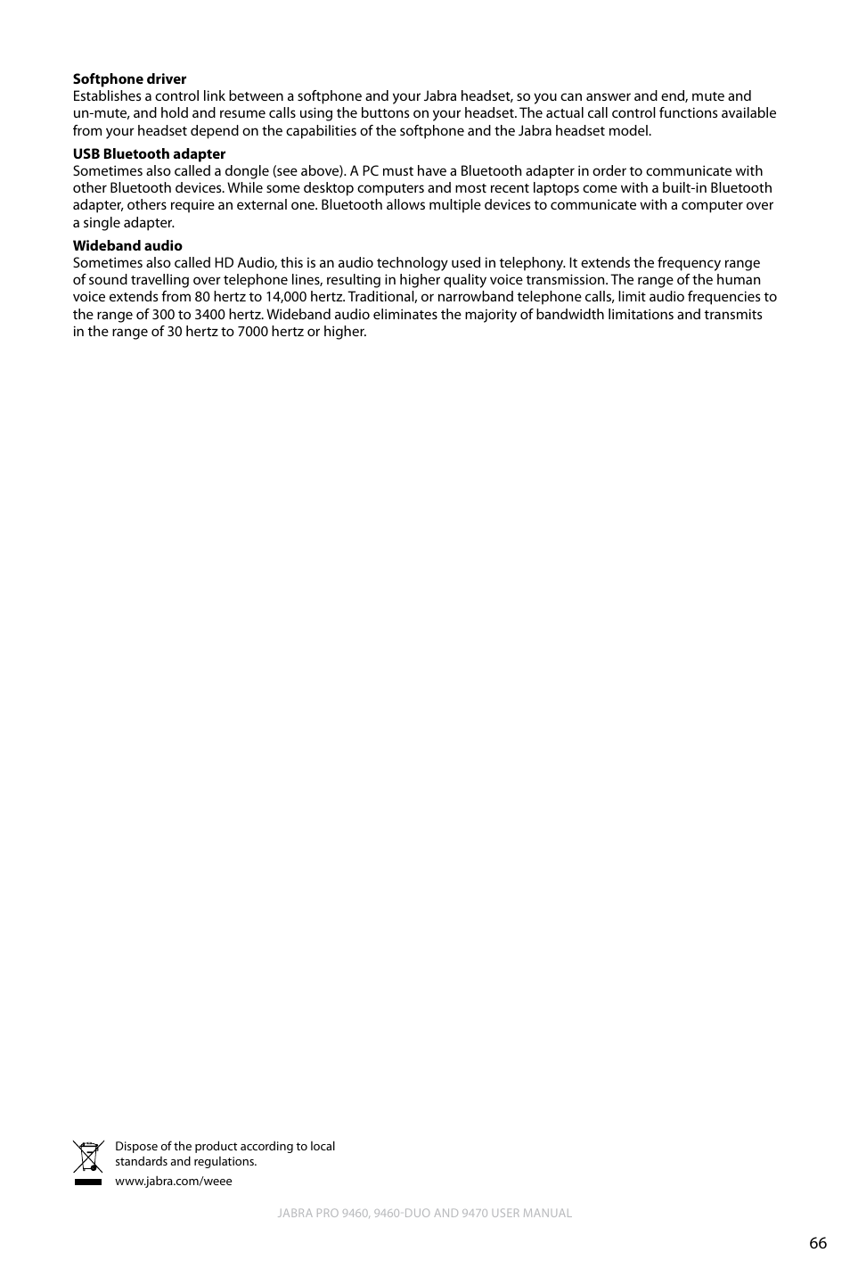 English | Lennox Hearth JABRA PRO 9470 User Manual | Page 66 / 67