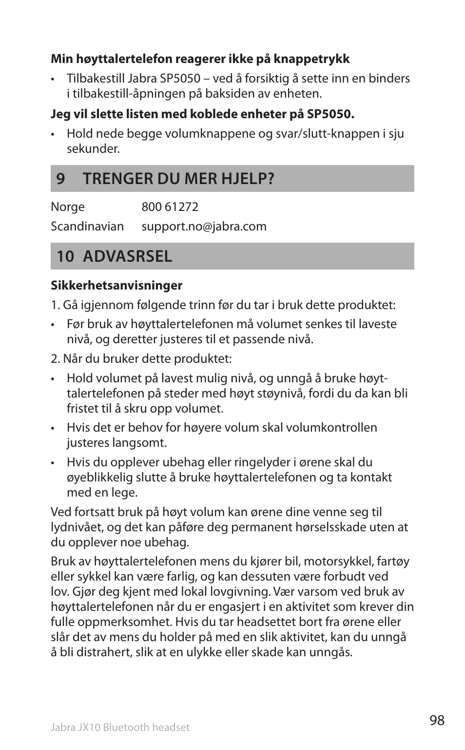 9 trenger du mer hjelp, 10 advasrsel | Lennox Hearth SP5050 User Manual | Page 100 / 221