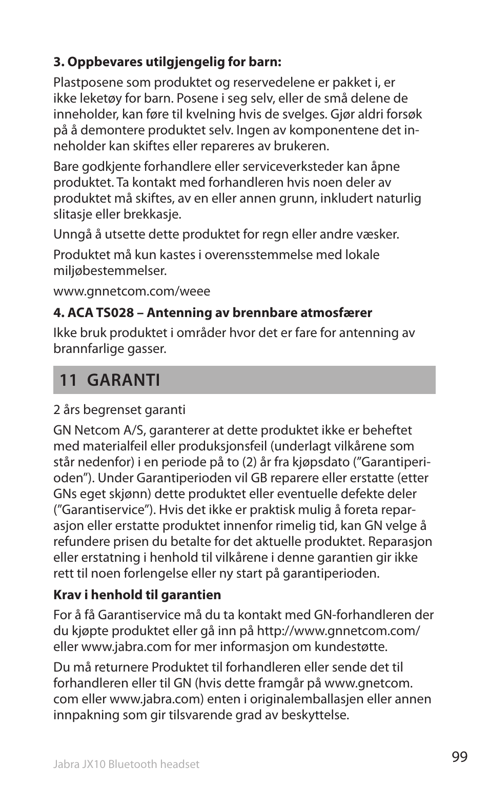 11 garanti | Lennox Hearth SP5050 User Manual | Page 101 / 221