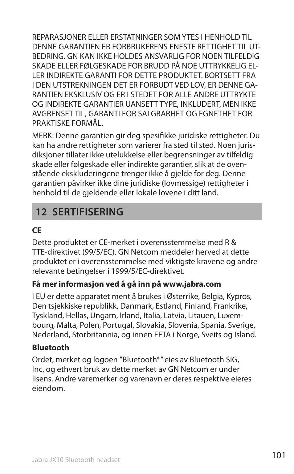 12 sertifisering | Lennox Hearth SP5050 User Manual | Page 103 / 221