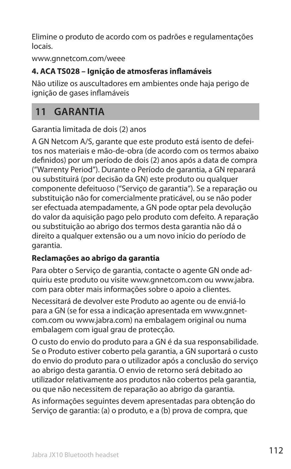 11 garantia | Lennox Hearth SP5050 User Manual | Page 114 / 221