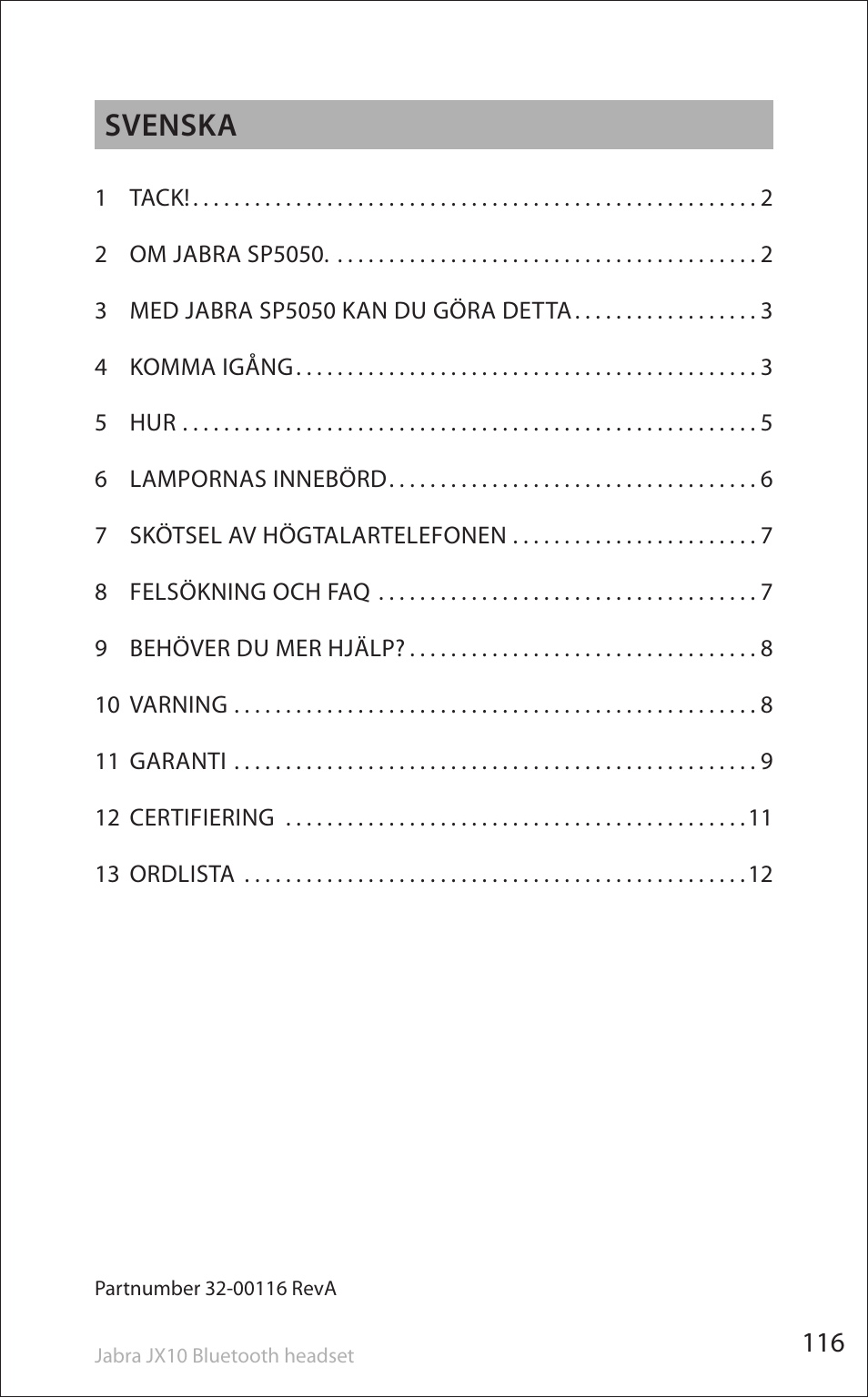 Svenska | Lennox Hearth SP5050 User Manual | Page 118 / 221
