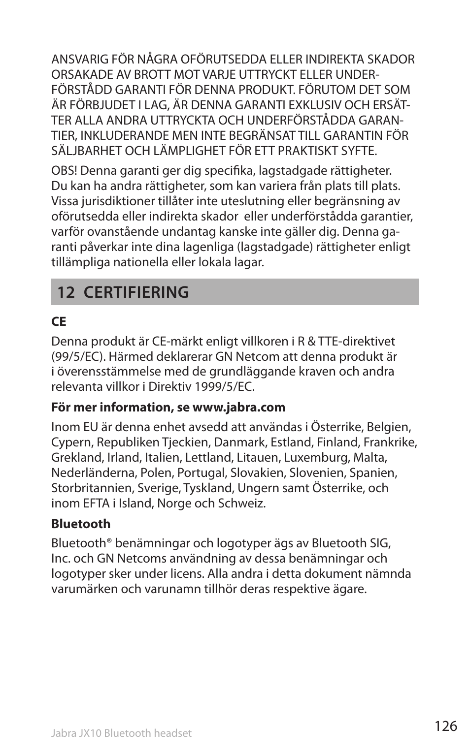 12 certifiering | Lennox Hearth SP5050 User Manual | Page 128 / 221