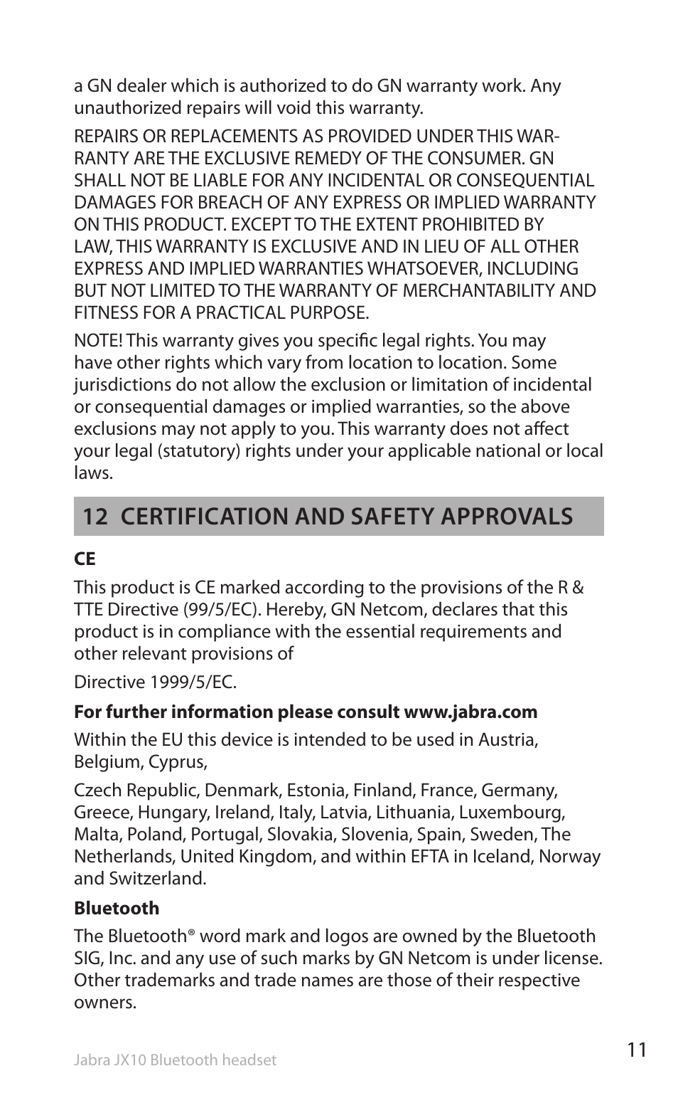 12 certification and safety approvals | Lennox Hearth SP5050 User Manual | Page 13 / 221