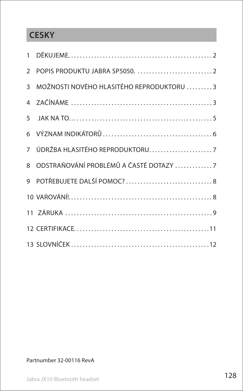 Cesky | Lennox Hearth SP5050 User Manual | Page 130 / 221