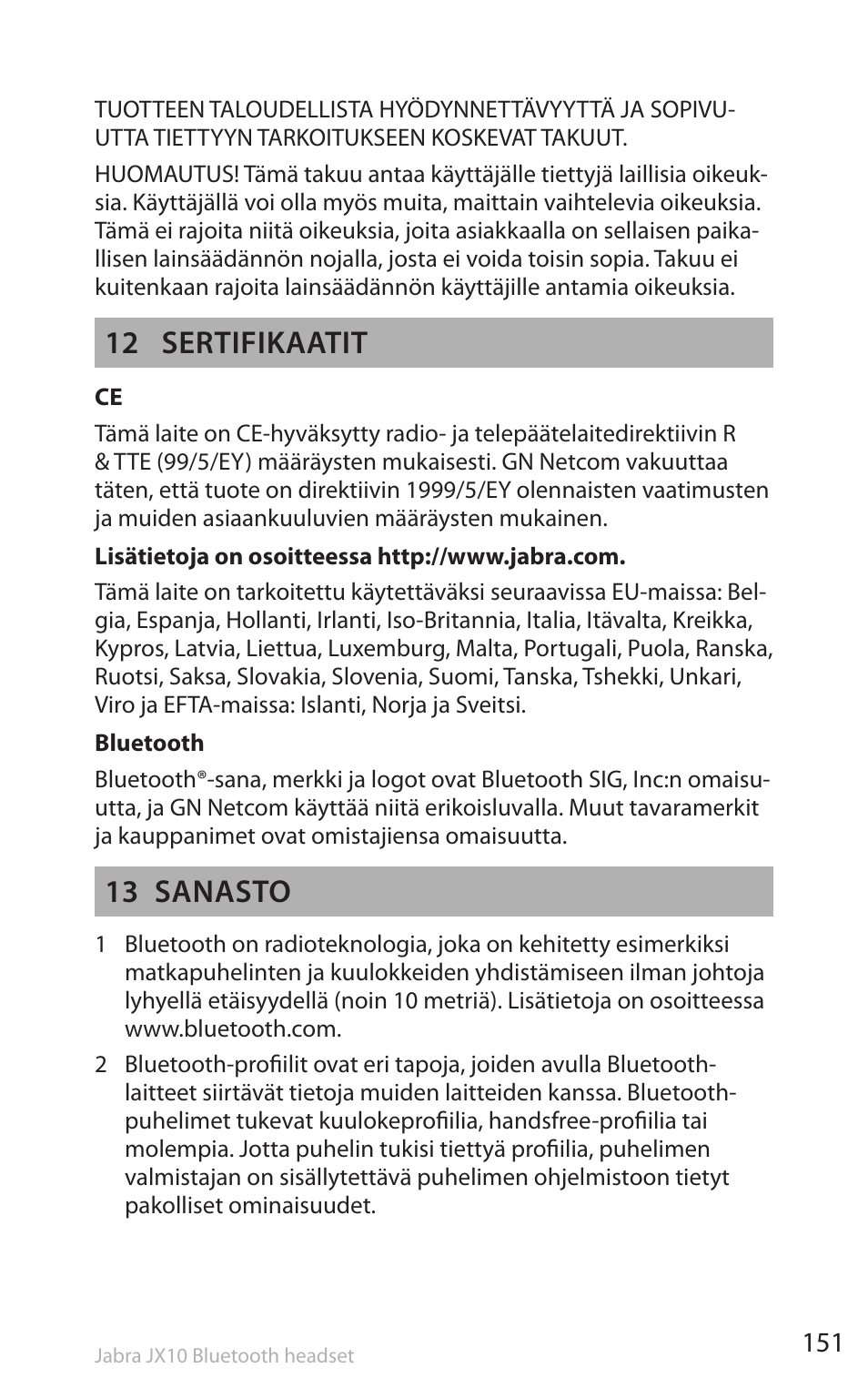 12 sertifikaatit, 13 sanasto | Lennox Hearth SP5050 User Manual | Page 153 / 221