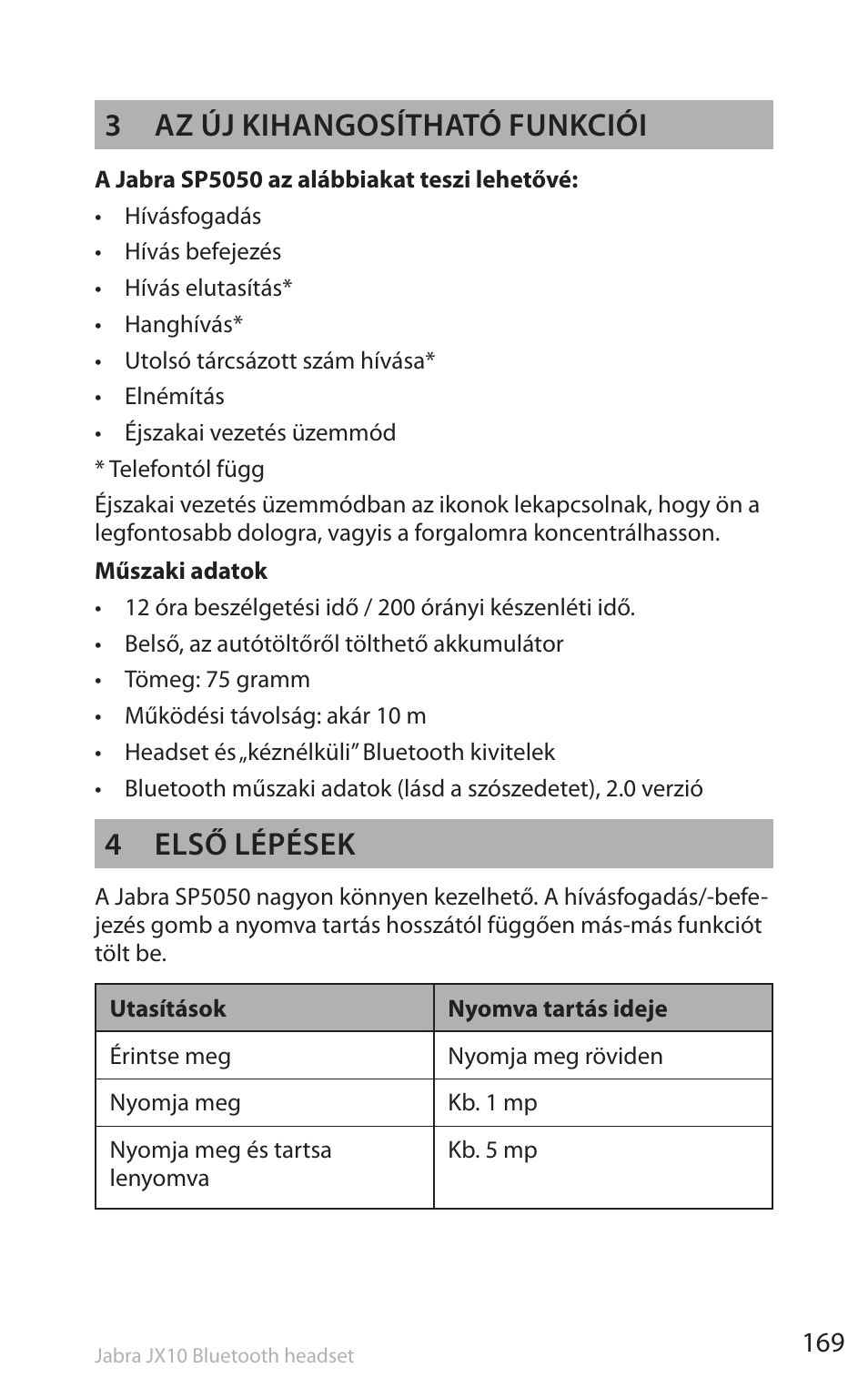 3 az új kihangosítható funkciói, 4 első lépések | Lennox Hearth SP5050 User Manual | Page 171 / 221