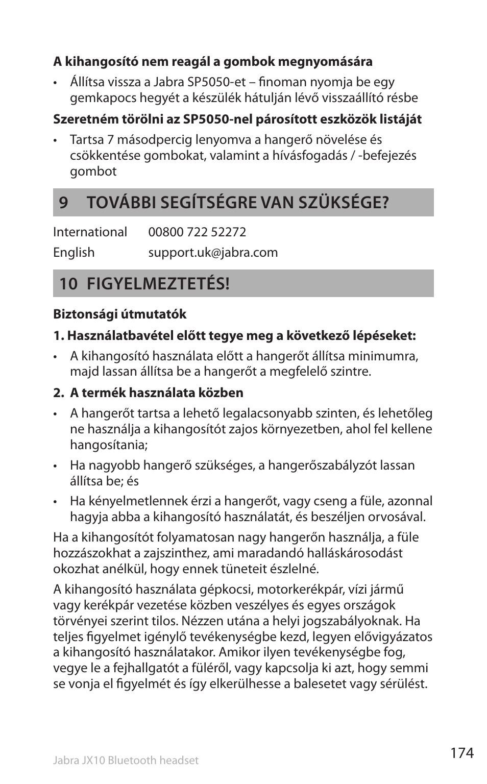 9 további segítségre van szüksége, 10 figyelmeztetés | Lennox Hearth SP5050 User Manual | Page 176 / 221