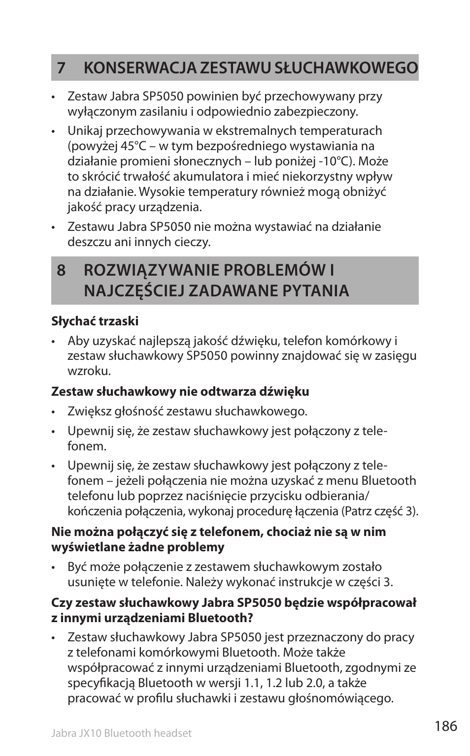 7 konserwacja zestawu słuchawkowego | Lennox Hearth SP5050 User Manual | Page 188 / 221