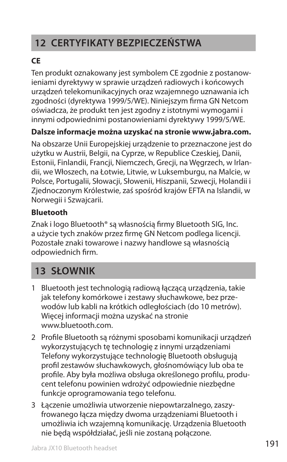 12 certyfikaty bezpieczeństwa, 13 słownik | Lennox Hearth SP5050 User Manual | Page 193 / 221