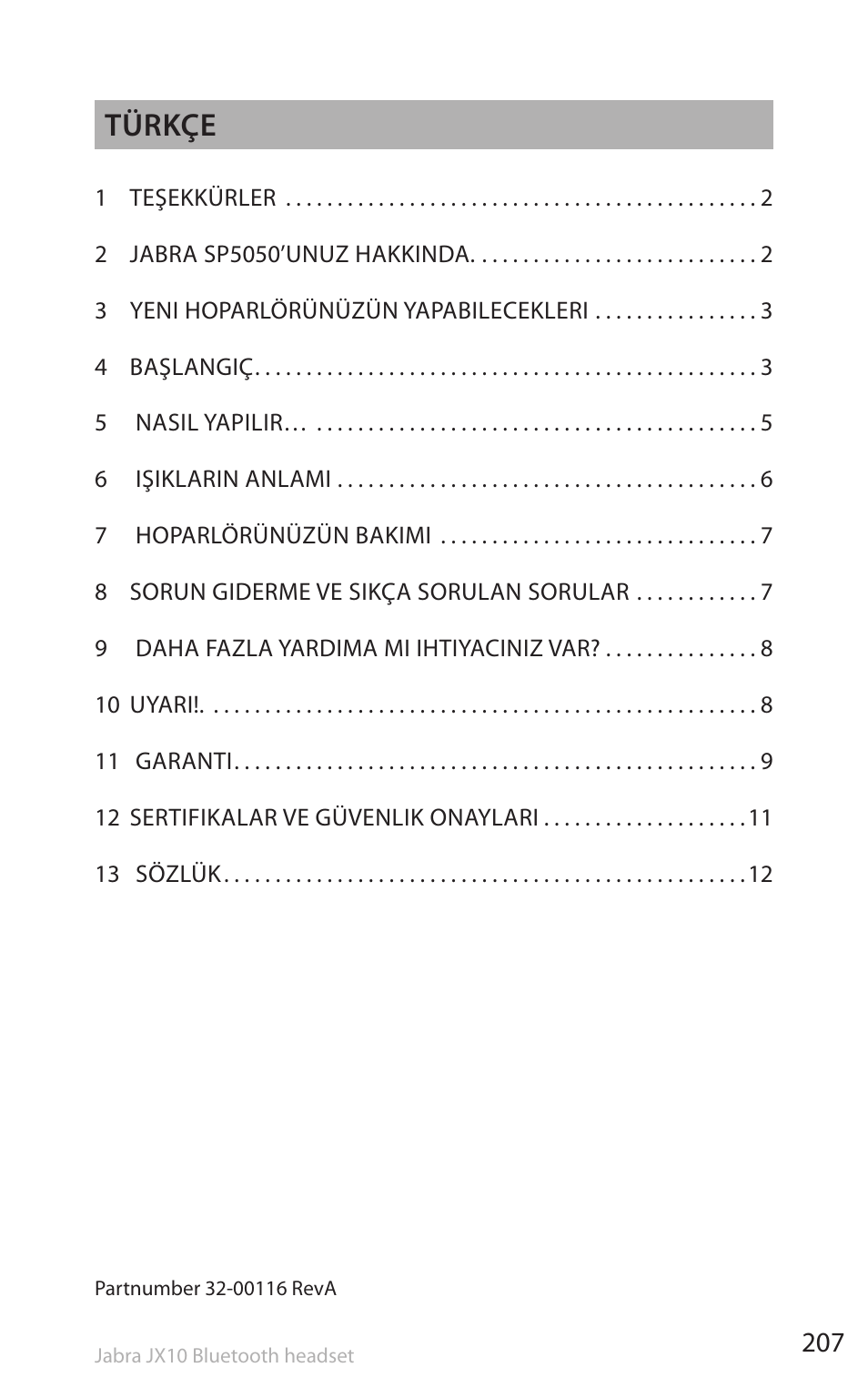 Türkçe | Lennox Hearth SP5050 User Manual | Page 209 / 221