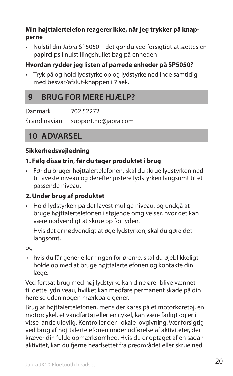 9 brug for mere hjælp, 10 advarsel | Lennox Hearth SP5050 User Manual | Page 22 / 221