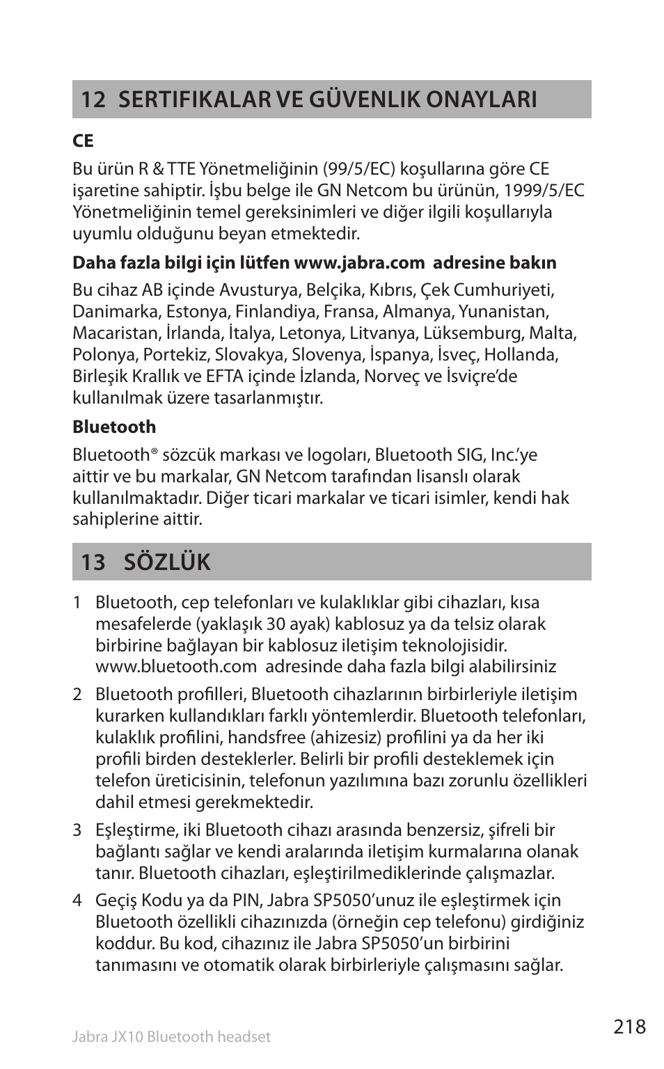 12 sertifikalar ve güvenlik onaylari, 13 sözlük | Lennox Hearth SP5050 User Manual | Page 220 / 221
