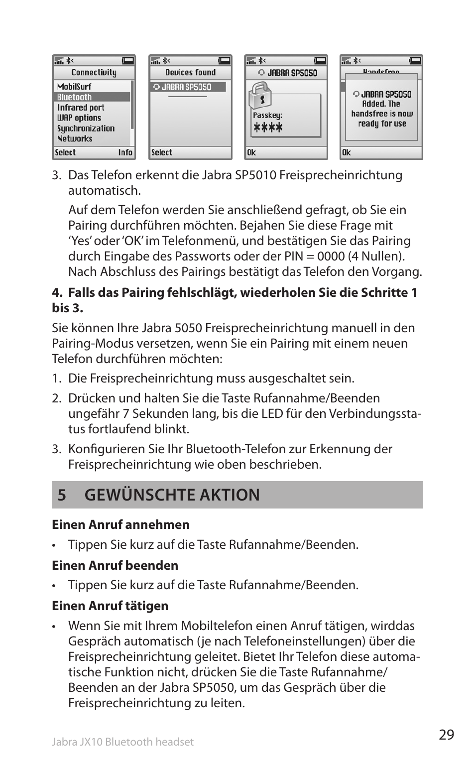 5 gewünschte aktion | Lennox Hearth SP5050 User Manual | Page 31 / 221