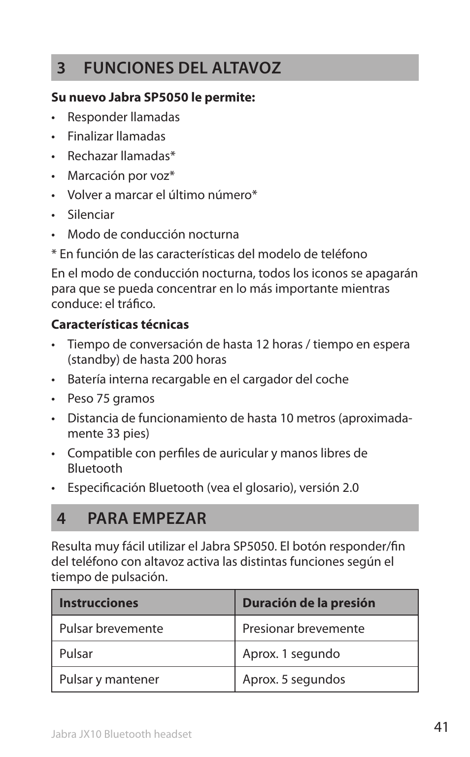 3 funciones del altavoz, 4 para empezar | Lennox Hearth SP5050 User Manual | Page 43 / 221
