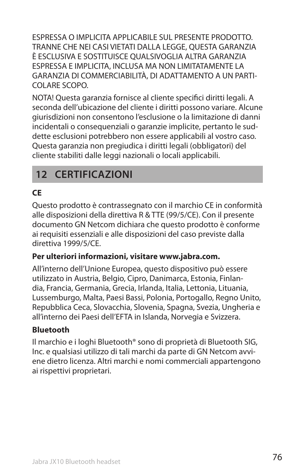 12 certificazioni | Lennox Hearth SP5050 User Manual | Page 78 / 221