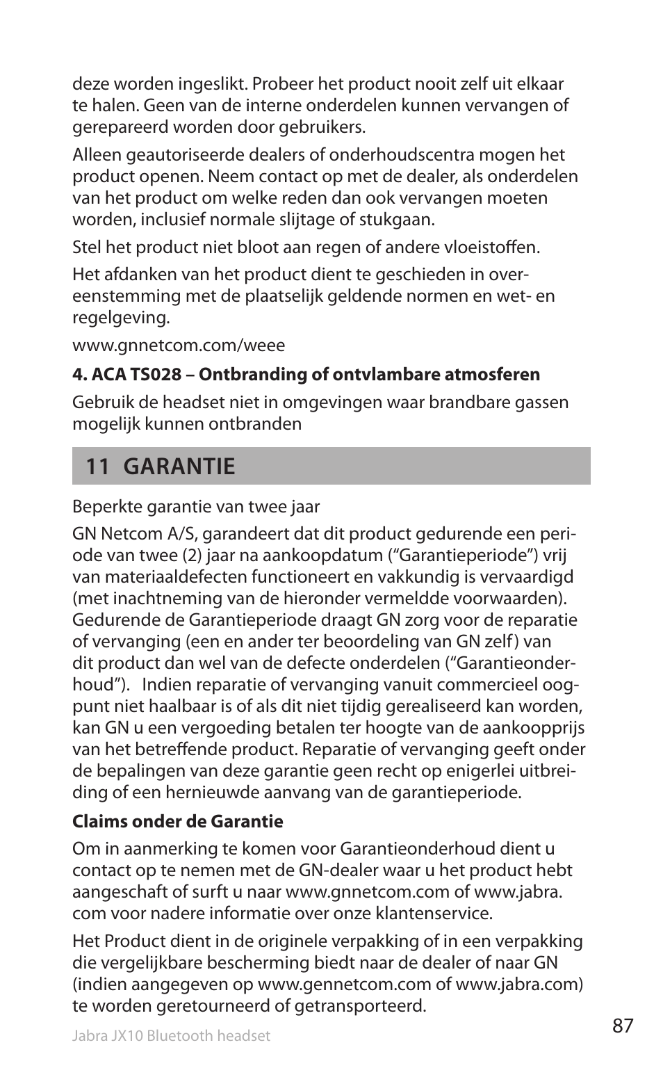 11 garantie | Lennox Hearth SP5050 User Manual | Page 89 / 221