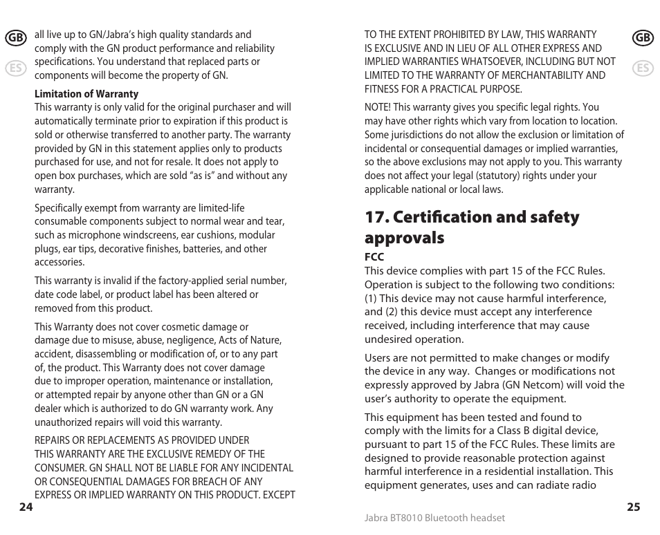Certification and safety approvals | Lennox Hearth BT8010 User Manual | Page 15 / 31