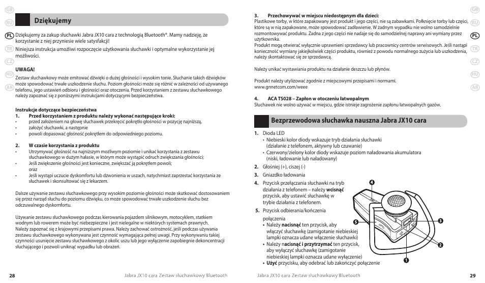 Bezprzewodowa słuchawka nauszna jabra jx10 cara, Dziękujemy | Lennox Hearth JX10 CARA User Manual | Page 17 / 45